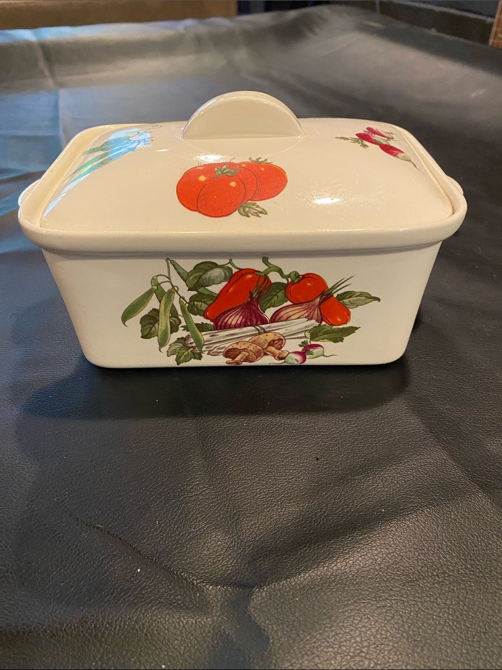 NORSK EGERSUND NORWAY Ceramic BAKING Dish with Red Vegetable Motif